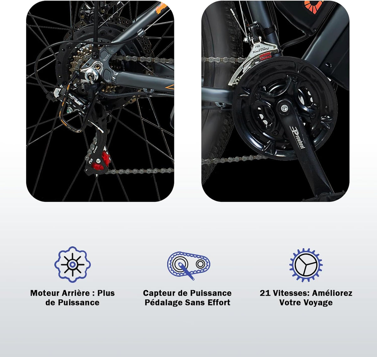 TIGUOWISH Cheevalry Vélo Électrique Homme - VTT Électrique Adulte Batterie Amovible 48V - Moteur sans Balais - Pneus 29 Pouces - Autonomie 40-50km