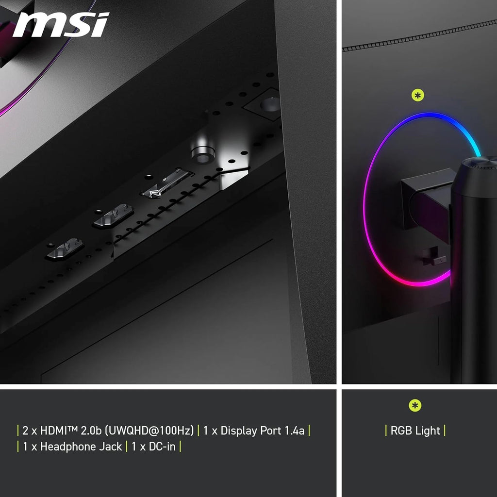 MSI MAG 342CQR E2 Écran Gaming incurvé 34" UWQHD - Dalle VA 1500R 3440 x 1440, 180 Hz / 1 ms (MPRT), Adaptive-Sync - DP 1.4a, HDMI™ 2.0b CEC