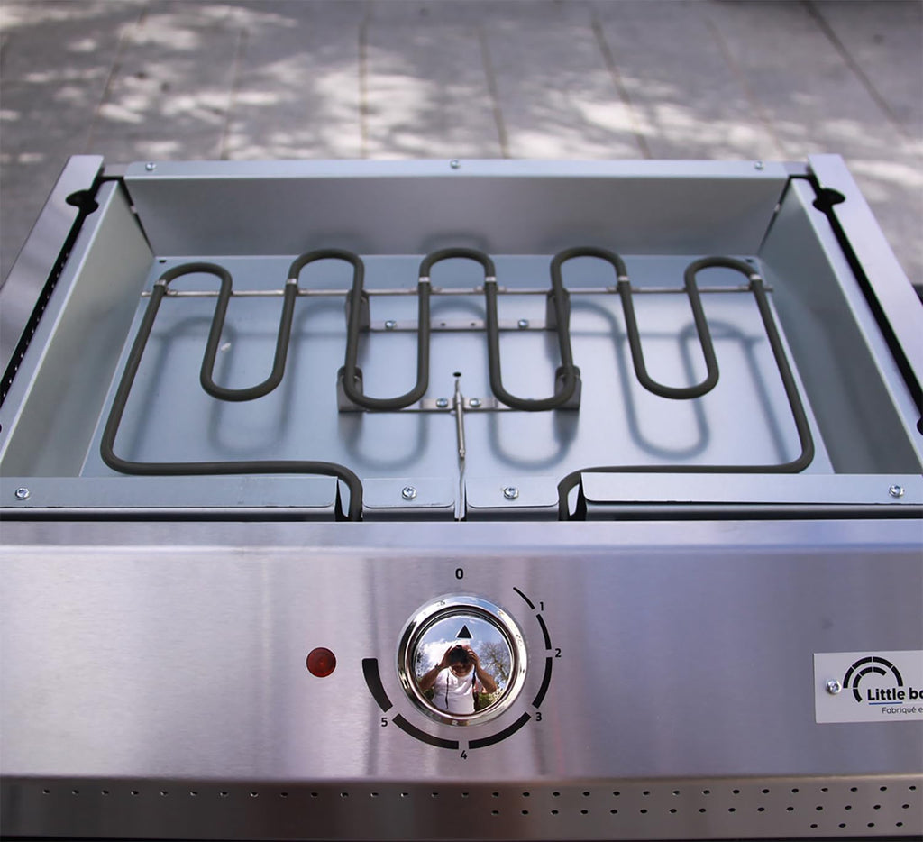 LITTLE BALANCE 8713 Biscarosse 50-35, Plancha électrique, Plaque de cuisson Fonte émaillée XL, 2150 W, Fabrication 100 française, Inox