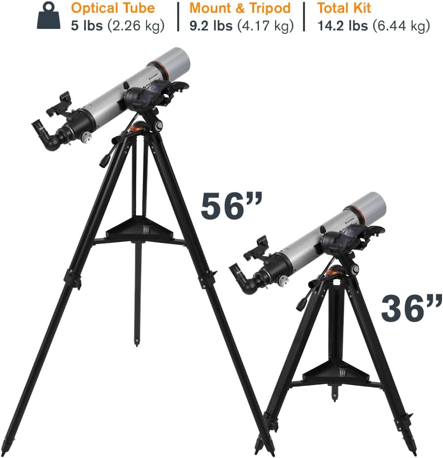 Celestron 22460 StarSense Explorer DX 102AZ Télescope réfracteur, Compatible avec Les Applications pour Smartphone, Compatible iOS/Android, Gris