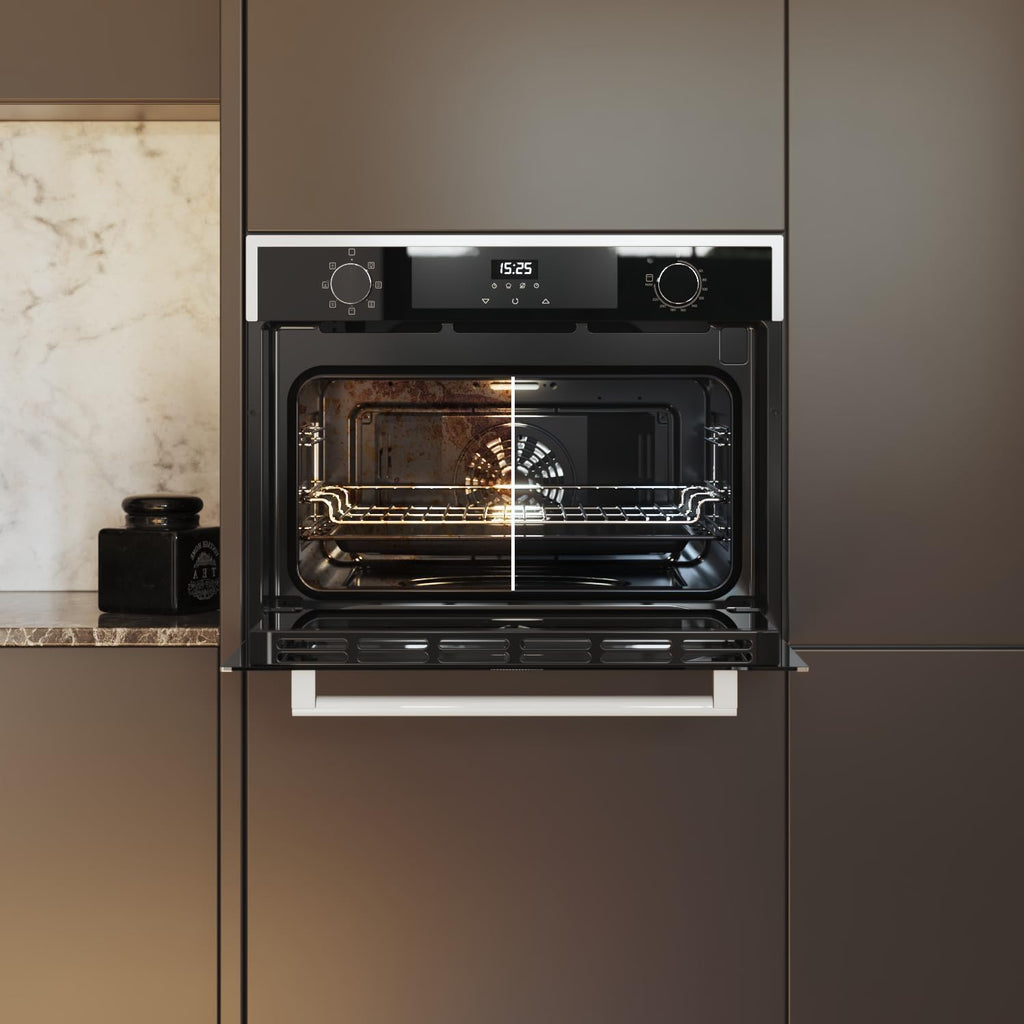 Cecotec Four Encastrable 45cm de Hauteur Bolero Hexa M224500 Edge A. 2600W, 53L, 7 Fonctions, Grill, Chaleur Ventilée, Convection, Décongélation, Steam Base X2, Steam EasyClean, Steam Assist