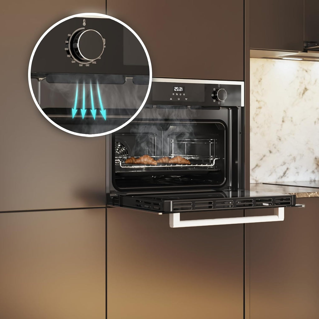 Cecotec Four Encastrable 45cm de Hauteur Bolero Hexa M224500 Edge A. 2600W, 53L, 7 Fonctions, Grill, Chaleur Ventilée, Convection, Décongélation, Steam Base X2, Steam EasyClean, Steam Assist