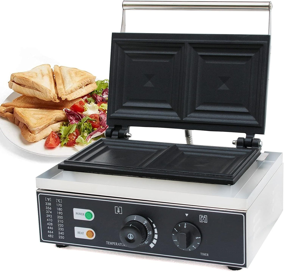 1500W Commercial Sandwich Machine à sandwich Électrique Sandwich Grille-pain Burger Panini Grille-pain Antiadhésif Donut Maker Machine à gaufres