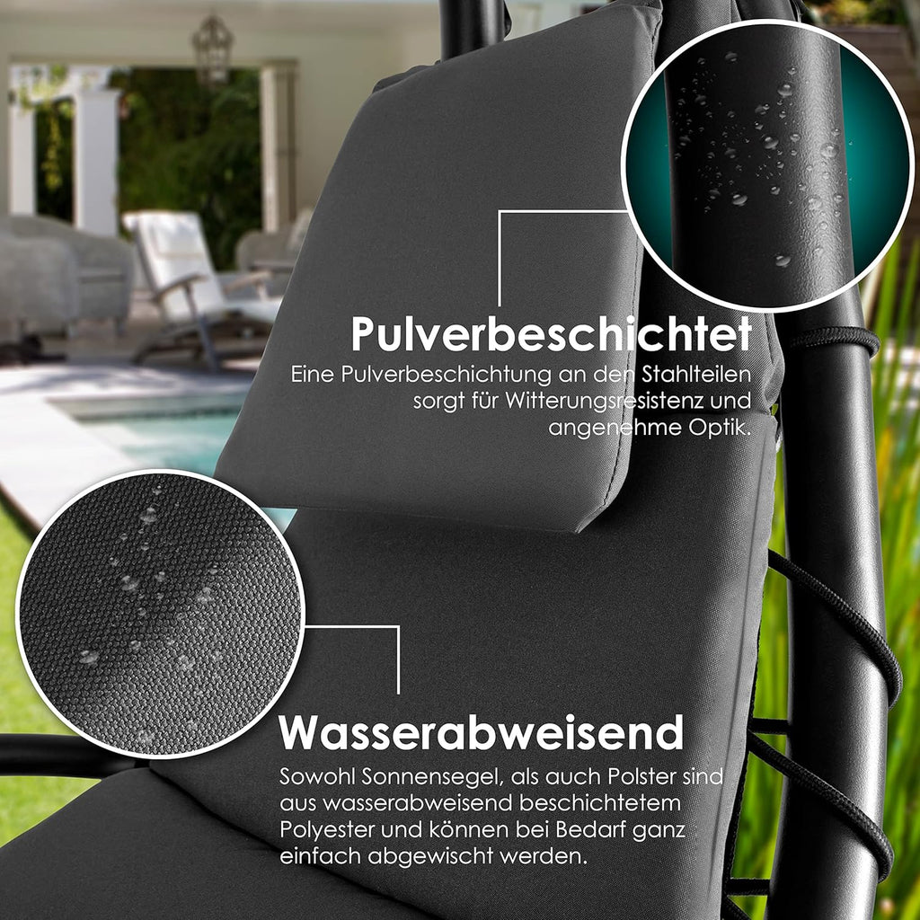 KESSER Chaise Longue Flottante avec Parasol | Suspendue | de Relaxation | à Bascule | Hamac | Poids Maximal de 120 kg