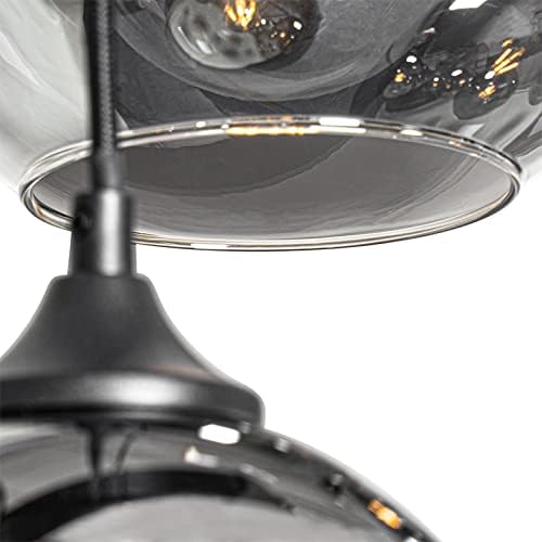 QAZQA sandra - Grande suspension Art Deco - 8 lumière - L 1400 mm - Noir - Art Deco - Éclairage intérieur - Salon I Chambre I Cuisine I Salle à manger