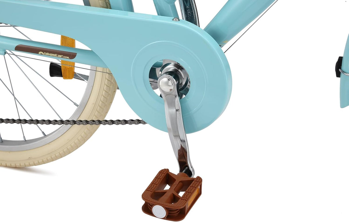 BIKESTAR Vélo pour Enfants en Aluminium à partir de 9-10 Ans | Vélo rétro de Ville 24 Pouces, 7 Vitesses, Panier, Frein en V, vélo hollandais