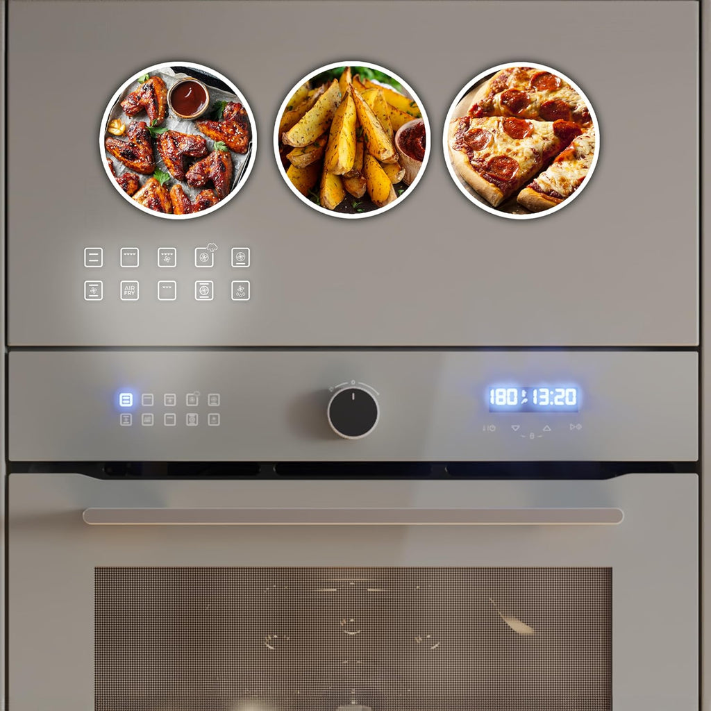 Cecotec Four Encastrable Multifonction 60 cm Bolero Hexa AF316000 Glass Grey A. 3400W, 81L, 11 Fonctions avec Airfryer Master, Pizza Master, Steam Asisst, Steam EasyClean, Cuisson 3D, Décongélation