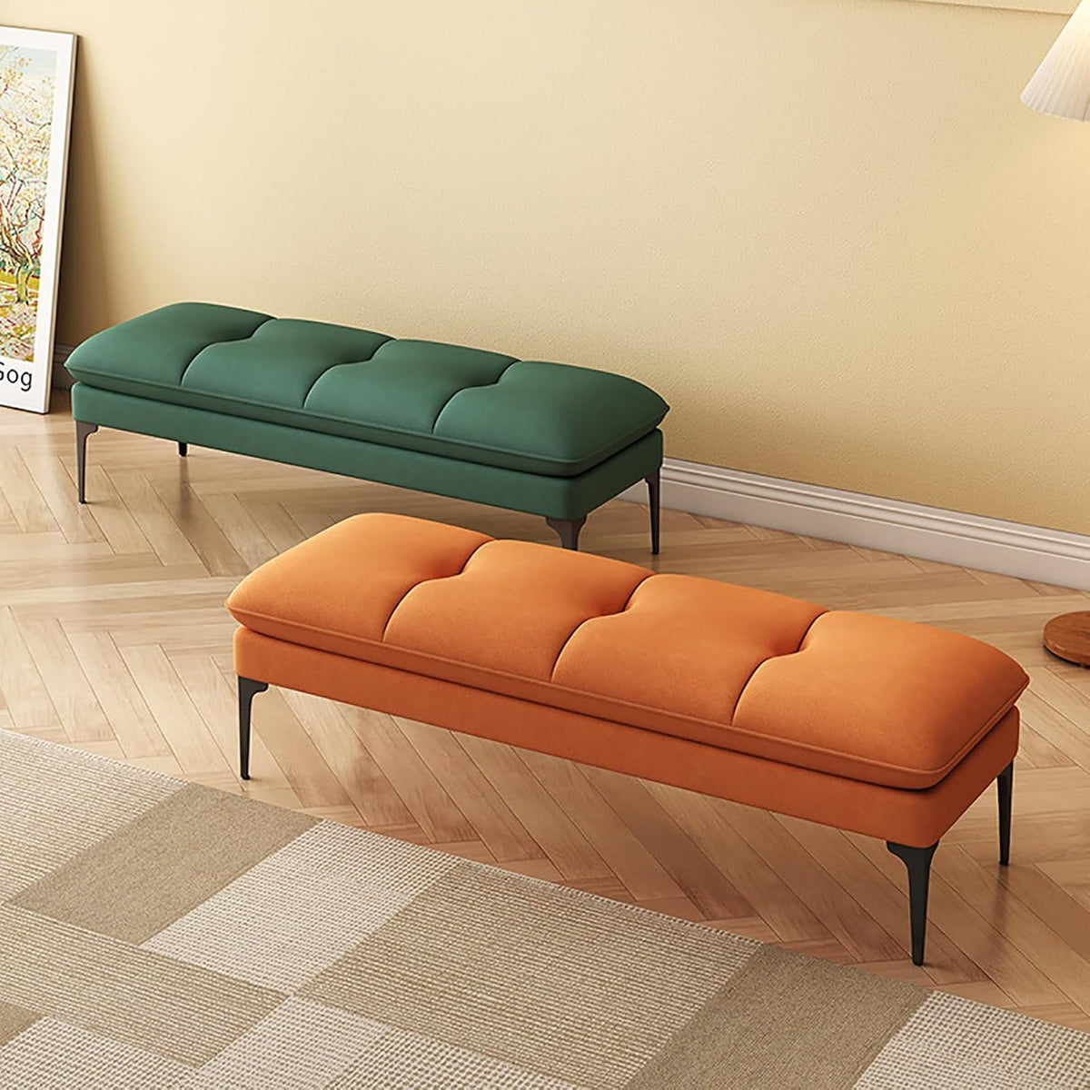 Kavenza Banc De Couloir 80 X 40 X 40 Cm - Banc Bout De Lit - Meuble De Salon - Banquette Lit - Meuble De Chambre À Coucher Orange,23.6" 60cm