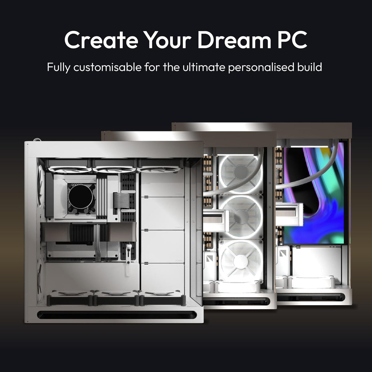 HAVN HS 420 Boîtier PC ATX à double chambre Blanc | Design hybride, 11 ventilateurs de 140 mm et 3 supports de radiateur de 420 mm, gestion des câbles simpliCable, verre trempé, hub de ventilateur PWM
