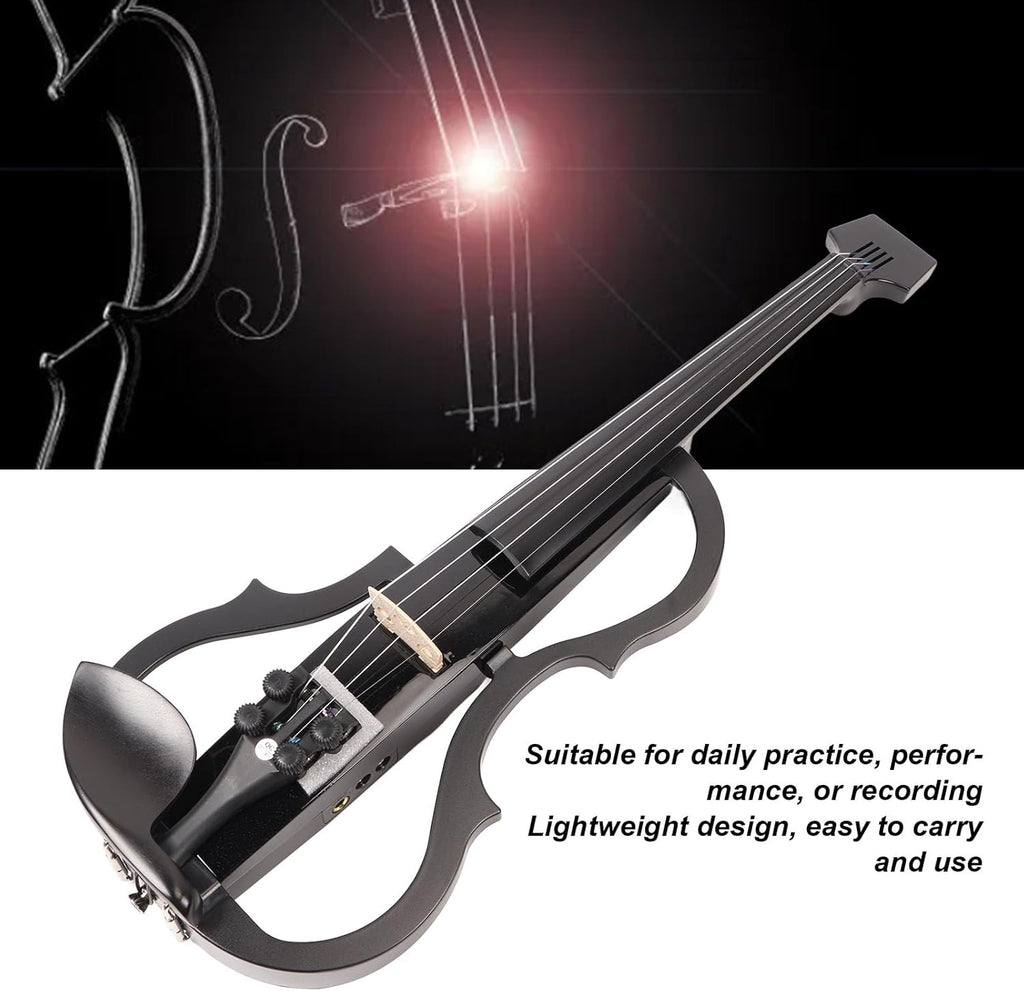 Dilwe Violon Électrique 4/4, Fibre de Carbone, Érable, 4 Cordes, Silencieux, Polyvalent, Réglable, Mute