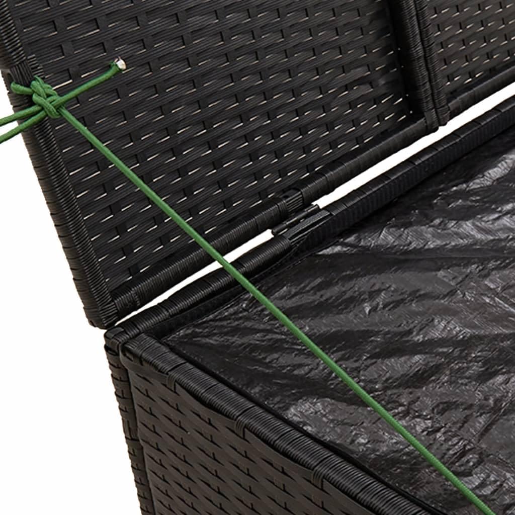 Canditree 291L Coffre de Rangement Extérieur en Résine Tressée, Coffre à Coussins Boîte de Rangement pour Jardin Patio (Noir)
