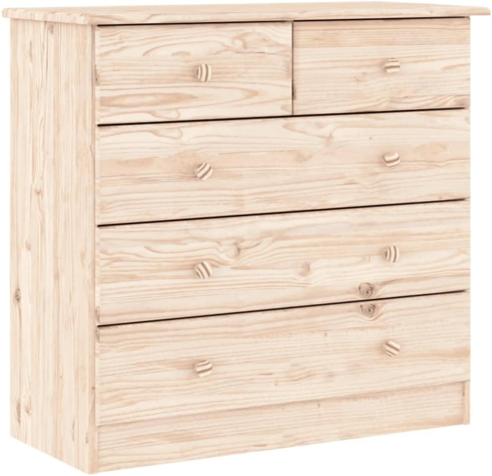 vidaXL Commode, Buffet avec Tiroir, Armoire Latérale, Meuble de Rangement Salon Chambre à Coucher Intérieur, Scandinave, Bois Massif de Pin