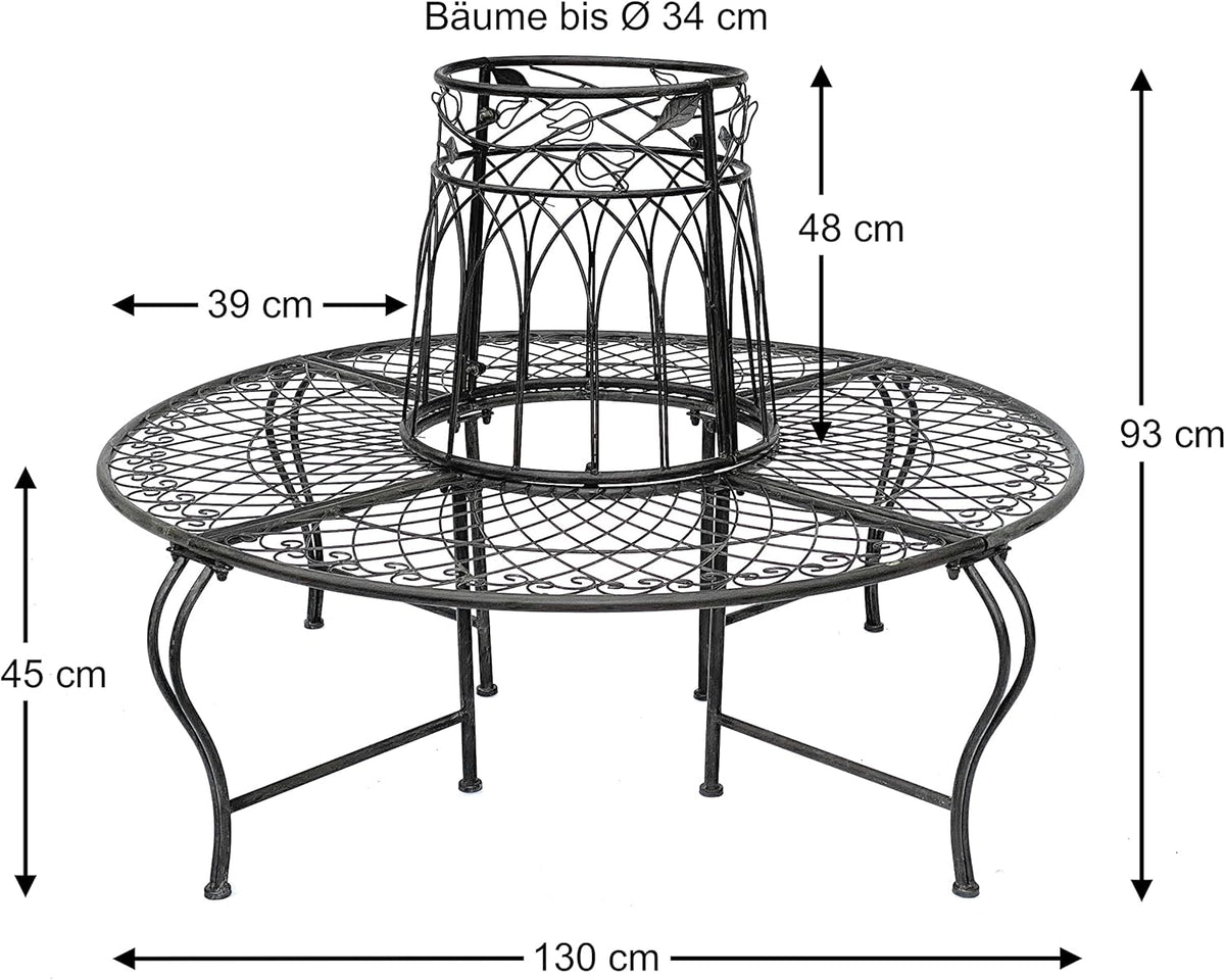 DanDiBo 96003 Banc rond en métal résistant aux intempéries Marron diamètre 130 cm