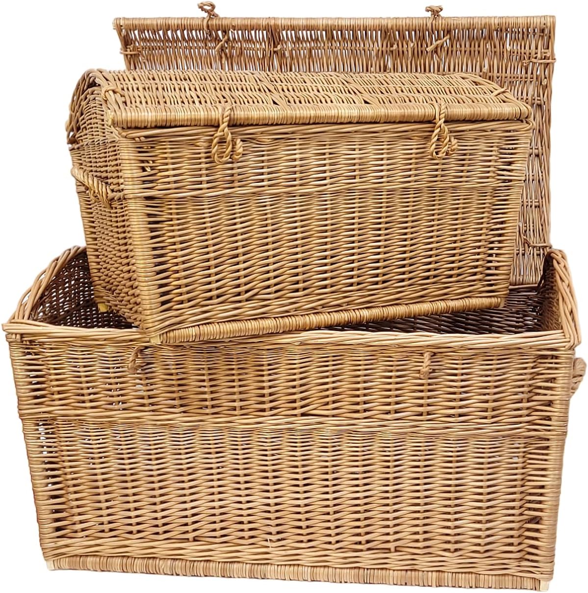 Panier en osier de 60 cm et 80 cm, en forme de pirate, coffre en osier, rangement pour couvertures, livres, jouets ou autres objets