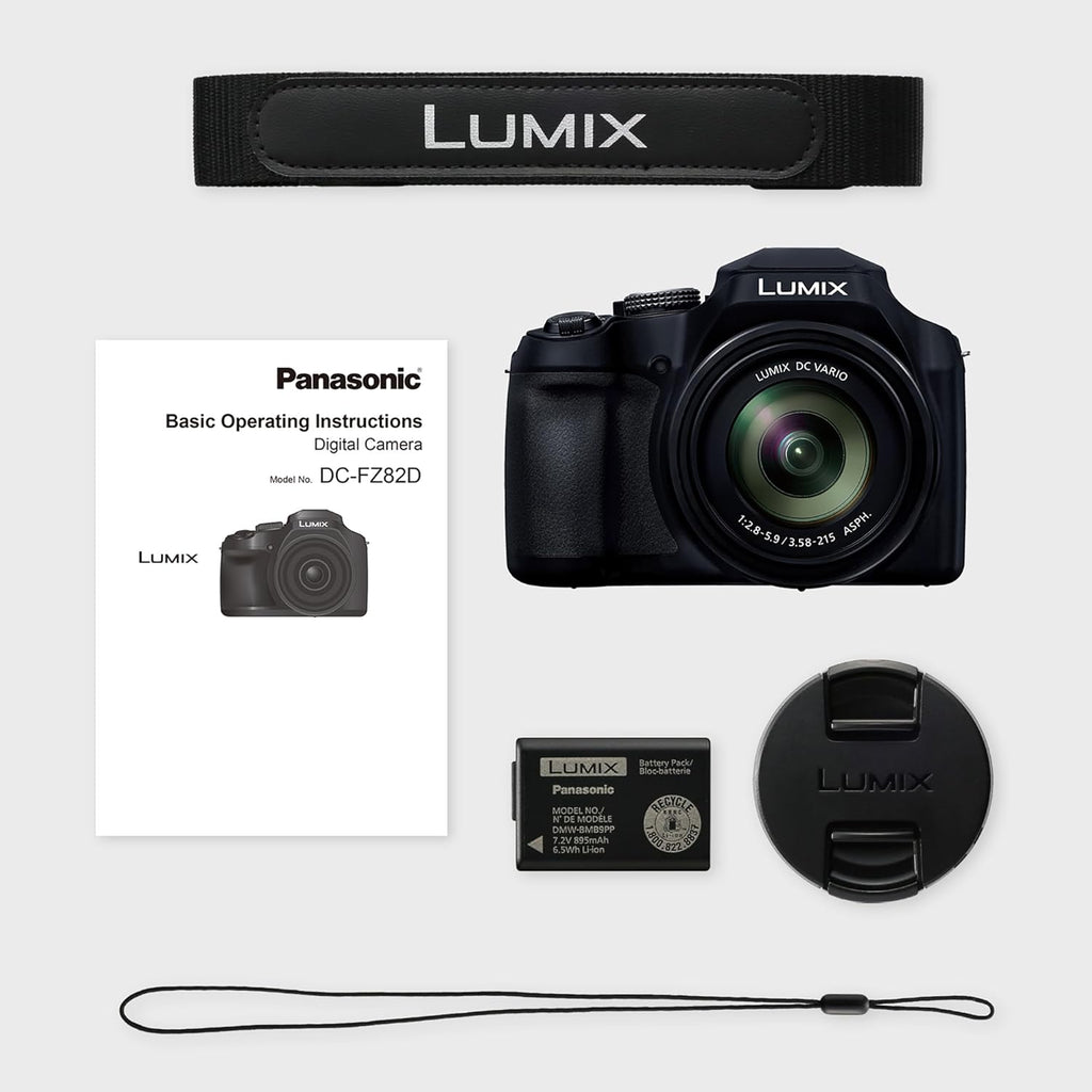Panasonic Lumix FZ82D Appareil Photo Bridge Zoom Puissant (Capteur 18MP, Zoom Lumix 60x F2.8-5.9, Grand Angle 20mm, Viseur OLED, Ecran Tactile, Vidéo 4K, Stabilisation) Noir