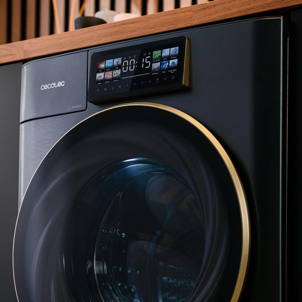 Cecotec Lave-linge 10Kg Chargement Frontal avec Autodose Bolero DressCode 10950 Autodose Inverter 3D Ice Blue A. 1400 tr/min, 13 Programmes, Basse Consommation, Moteur Inverter Plus