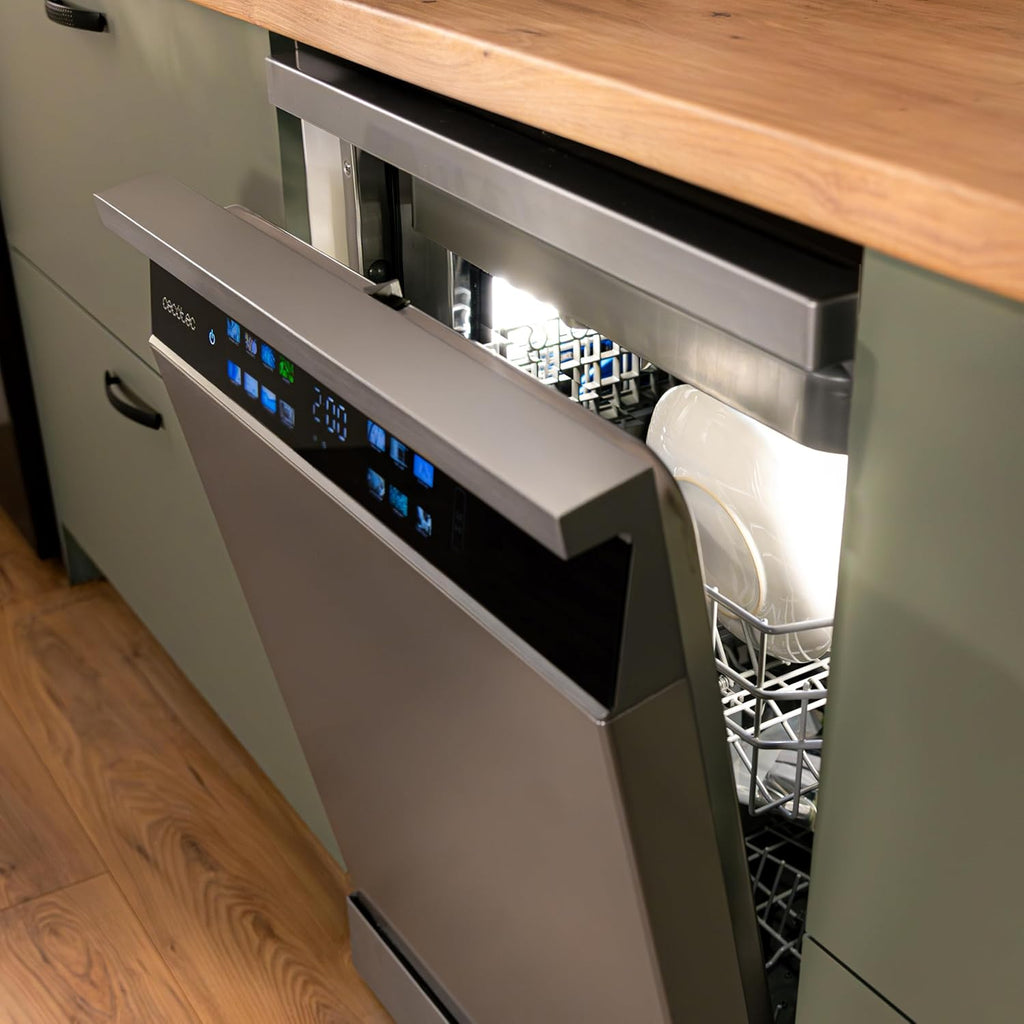 Cecotec Lave-vaisselle 60cm Bolero Aguazero 6700 Inox B Lave-vaisselle inox, 15 couverts, Classe B, Moteur Inverter Plus, O2 Dry, Lavage Double Zone, Plateau Ajustable, Stockage Long et Turbo Dry+.