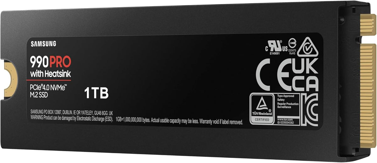 SSD Interne 990 PRO avec dissipateur, NVMe M.2 PCle 4.0, 1 To, Vitesse de lecture jusqu'à 7 450 Mo/s, Gestion Intelligente de la chaleur, MZ-V9P1T0CW
