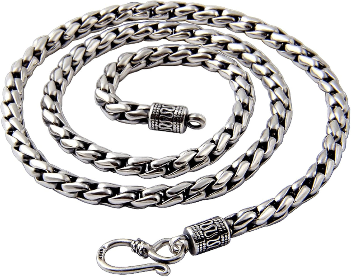 AmDxD Bijoux Collier Argent Homme 925 Spiga Collier Chaîne 4.6mm Colliers Vintage