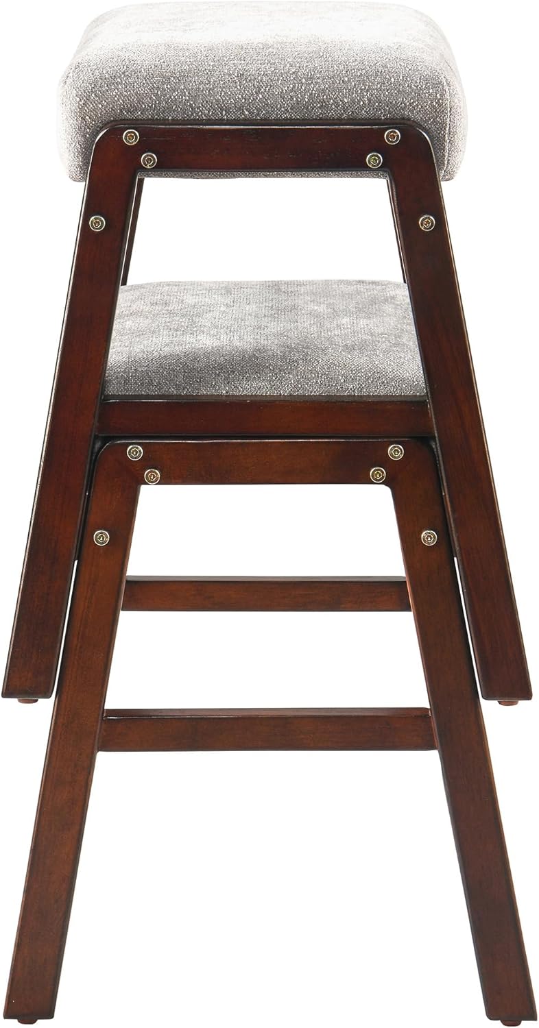 Banc de coiffeuse avec pieds en bois massif - Tabouret ottoman rembourré pour maquillage, salon, salle à manger et entrée - Élégant siège de coiffeuse et repose-pieds pour décoration d'intérieur