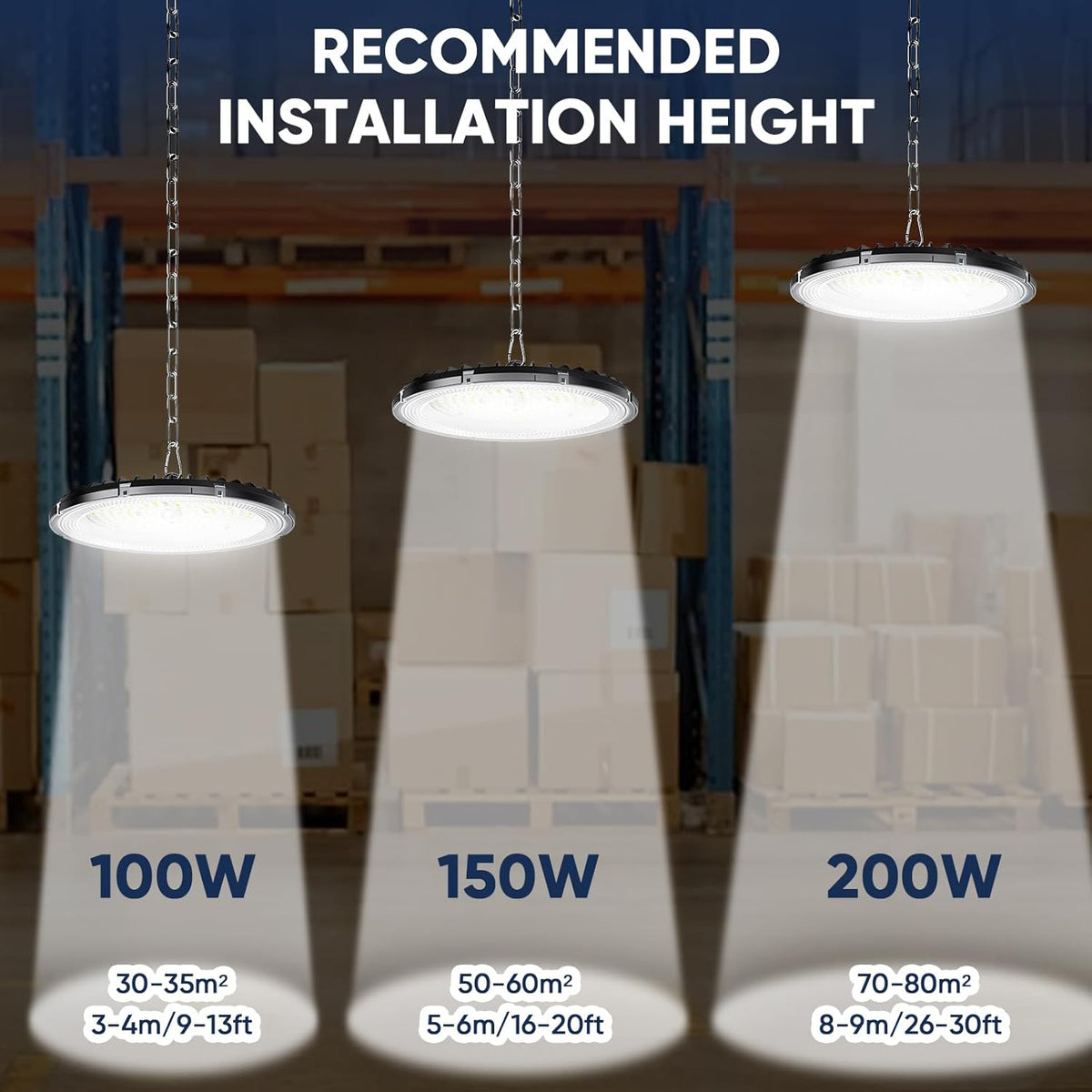 6 PC 200W UFO LED Lights Projecteur,Spot intérieur 30000lm 6000k Froid Blanc, LED High Bay Light ip65 imperméable