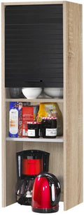 SIMMOB Meuble de Cuisine Haut Chêne Rideau Noir 4 Niches L 40 H 123.6 P 35 cm