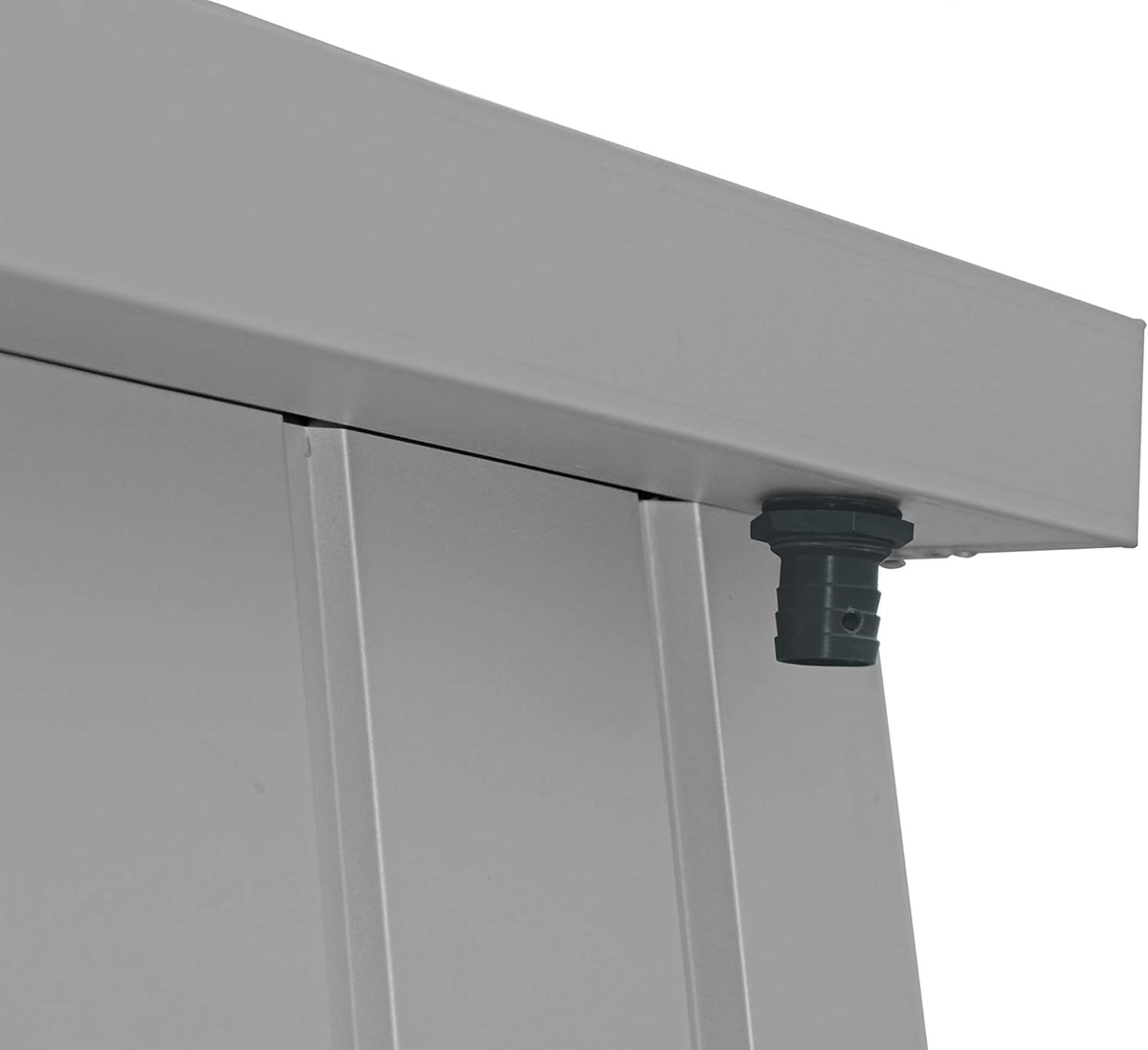 Duramax Palladium Casier de stockage en hauteur à porte unique avec lucarne avant, armoire de rangement le jardin, armoire haute pour l'extérieur, kit d'étagères réglables inclus, argenté