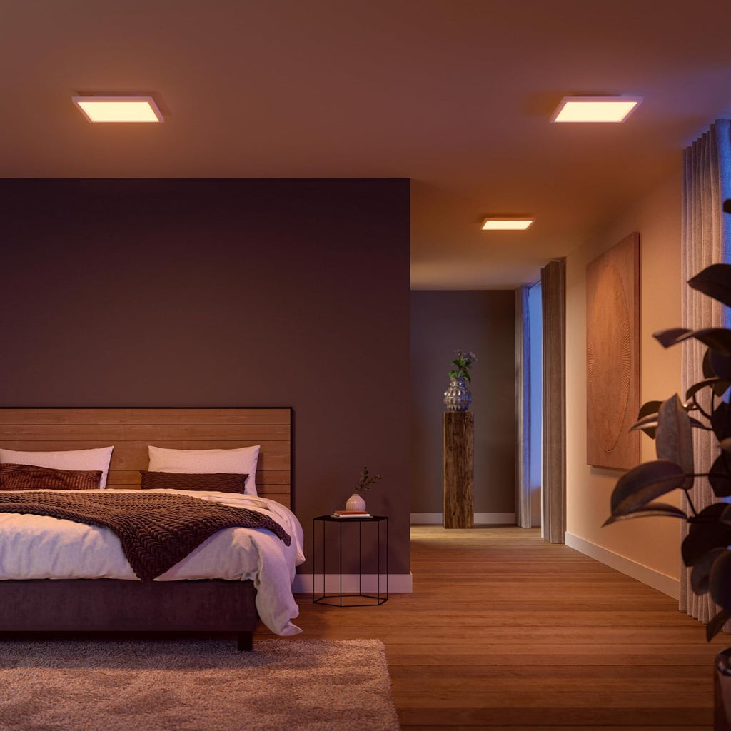 Hue White and Color Ambiance, plafonnier LED connecté Surimu 30x30, compatible Bluetooth, 27W, fonctionne avec Alexa, Google Assistant et Homekit
