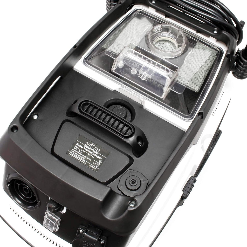 WilTec Aspirateur Eau et poussière - 1600 W/capacité 30 L - Triple étape de Filtration & Fonction de soufflerie - avec Accessoires - pour Aspiration sèche et Humide