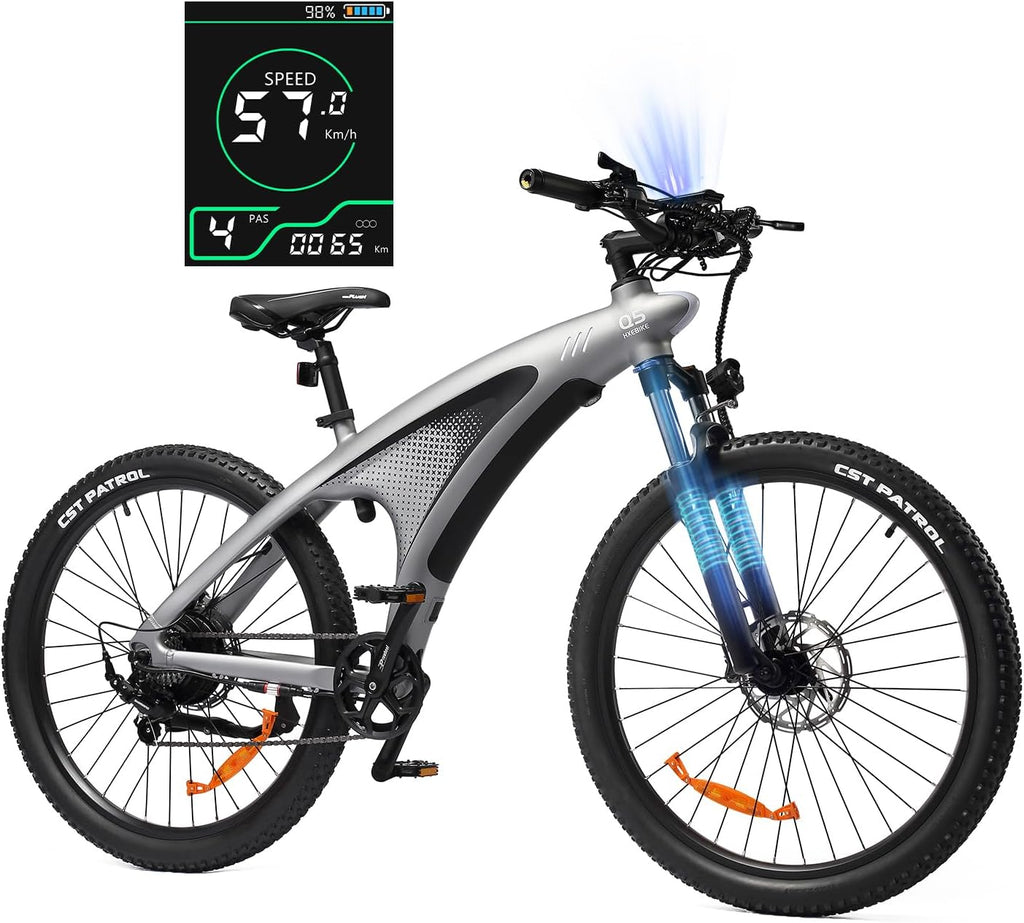 HX Q5 Vélo Électrique pour Adultes, E Bike 27,5 * 2,25'' Tout-Terrain, Jusqu'à 110km, 48V 20Ah Batterie Amovible, Shimano 7 Vitesses, VTT Électrique Homme Femme Fourche Suspendue, Freins Hydrauliques