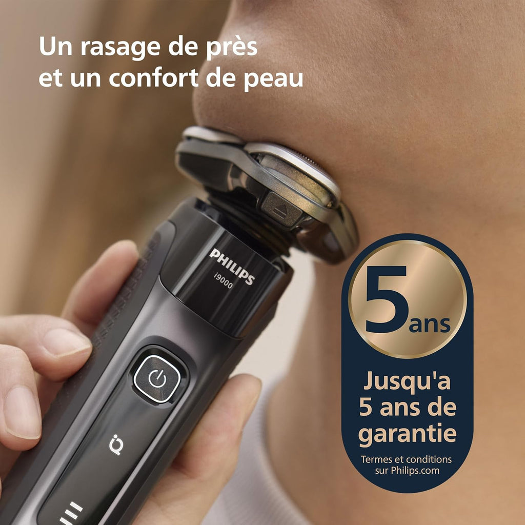 Philips Rasoir i9000, Rasoir électrique sec et humide, Noir encre, Avec technologie Skin IQ, Système Triple Lift & Cut, Lame Dual SteelPrecision rotative à 360°, Modèle X9000/10