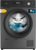 Cecotec Sèche-linge 9Kg à Pompe à Chaleur Bolero Dresscode Dry 9330 Steel. Classe Équivalente A++, 15 Programmes, Fonctions de Séchage Auto, Repassage Facile, Stop&Go, Delay Start et KidLock, Acier