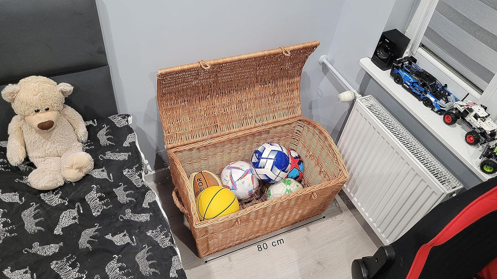 Panier en osier de 60 cm et 80 cm, en forme de pirate, coffre en osier, rangement pour couvertures, livres, jouets ou autres objets