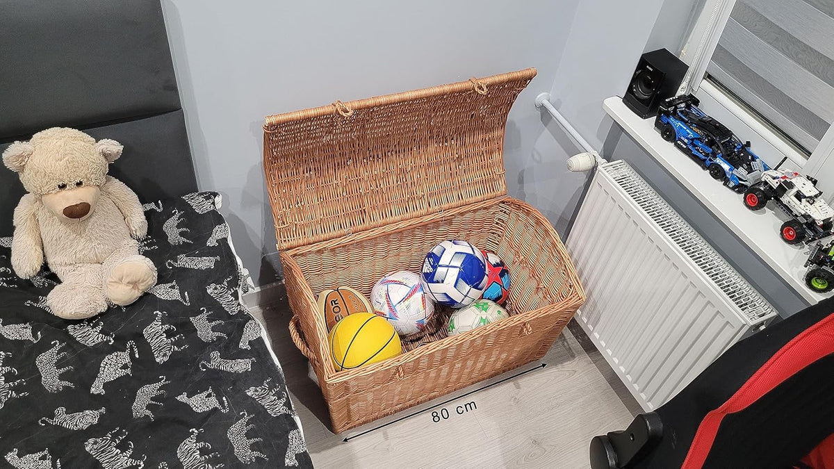 Panier en osier de 60 cm et 80 cm, en forme de pirate, coffre en osier, rangement pour couvertures, livres, jouets ou autres objets