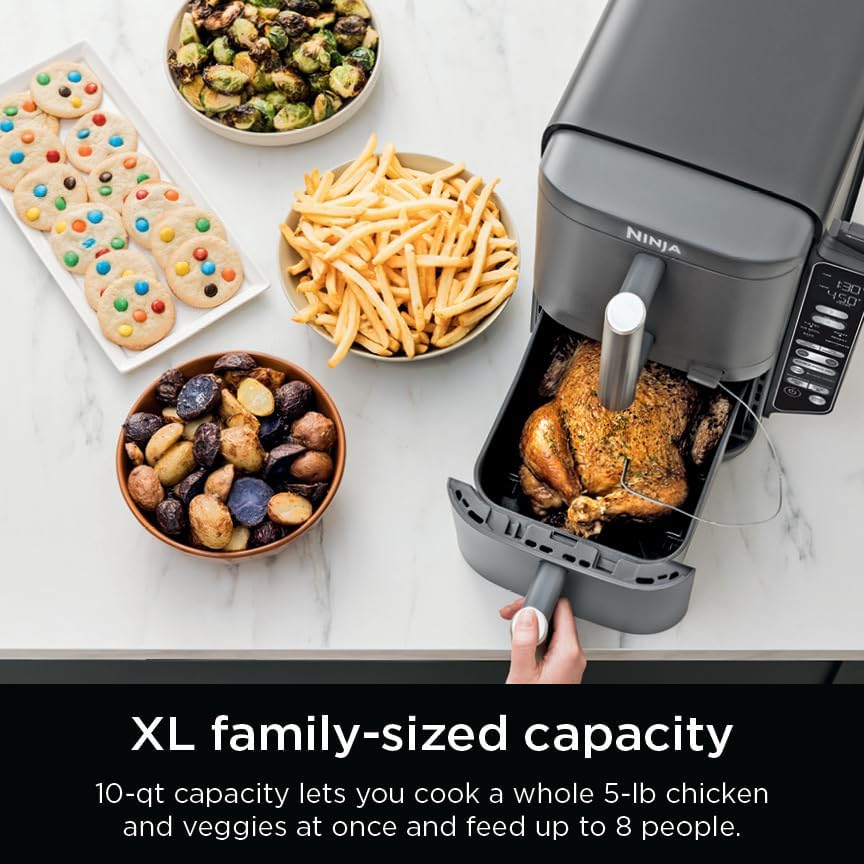 Ninja DoubleStack XL Friteuse à air intelligente avec 2 paniers, système de cuisson intelligent, technologie DoubleStack qui cuit 4 aliments à la fois, design peu encombrant, 10 litres