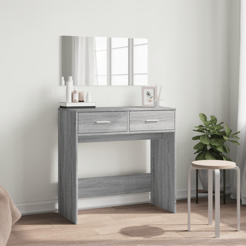 WKIEQACO Coiffeuse avec miroir gris Sonoma 80 x 39 x 80 cm Armoires et meubles de rangement pour chambre à coucher