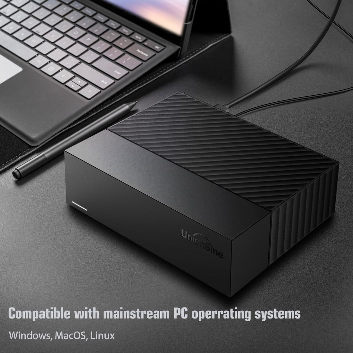 UnionSine Disque Dur Externe 12 to 3,5" USB 3.0 HDD Compatible for PC/Ordinateur de Bureau/Ordinateur Portable/Mac/Xbox/One/PS4/TV (Noir)