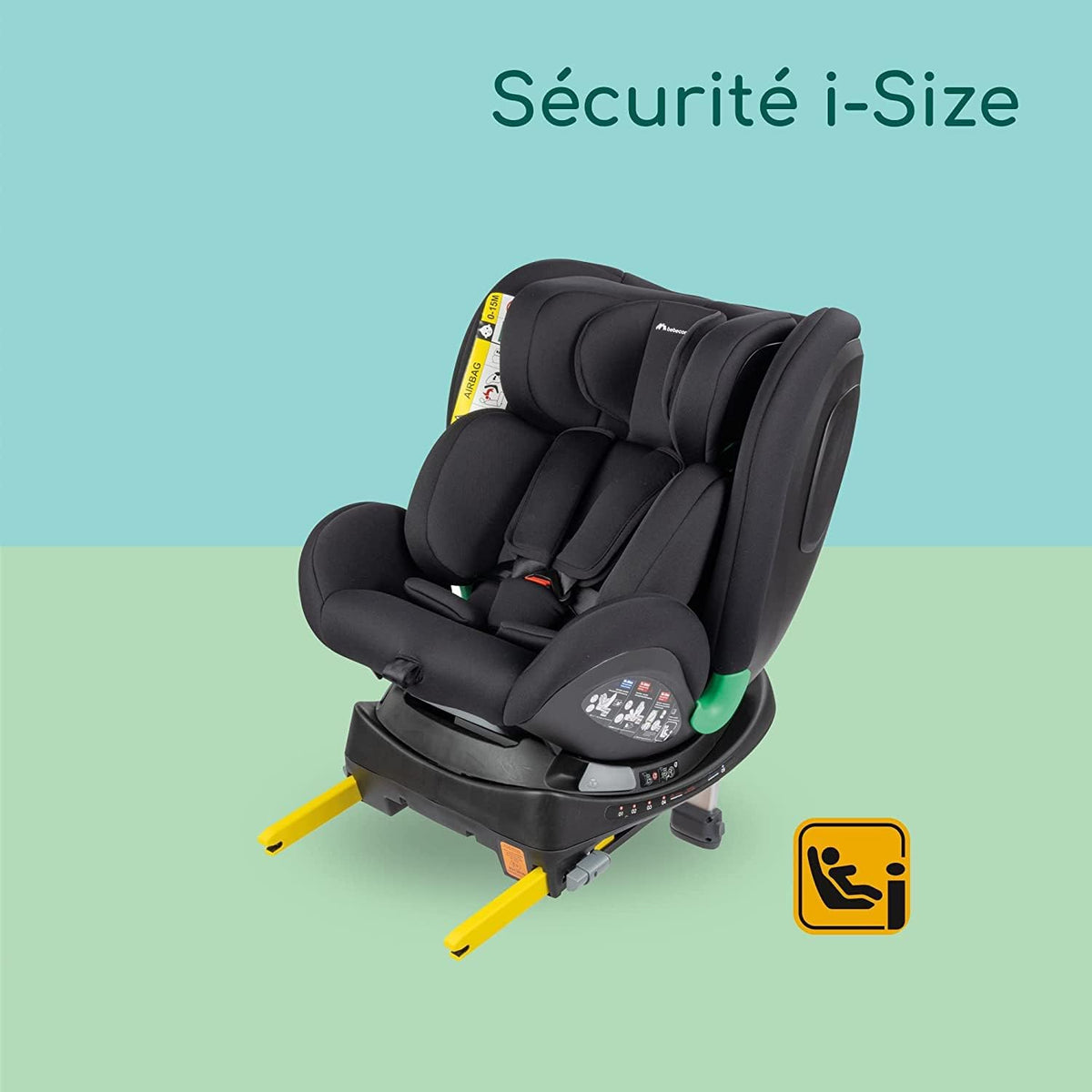 Bebeconfort EvolveFix Plus i-Size, Siege Auto 360, 0-12 Ans, 40-150 cm, Siège Auto ISOFIX, 10 Positions d'Appui-tête, 4 Positions d'Inclinaison, Protection Contre les Chocs Latéraux, Black Mist