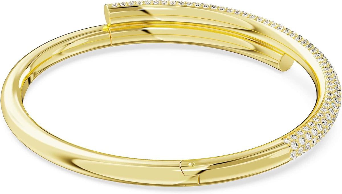 Swarovski Dextera Collection Bangle, Magnetic closure, White, Gold-tone plated