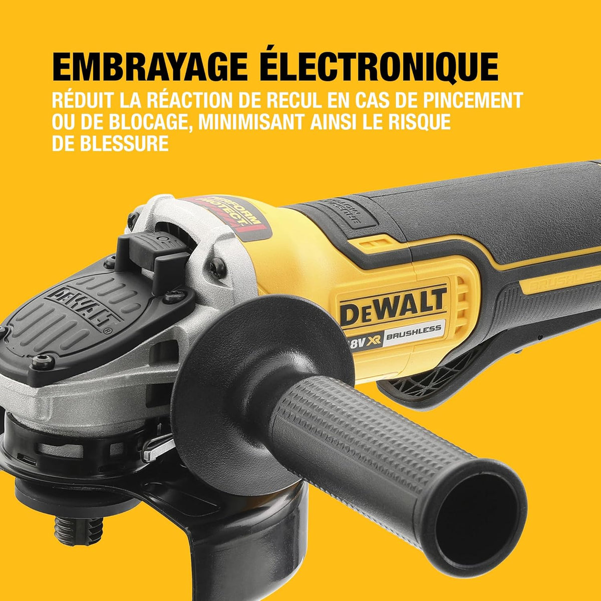 Meuleuse d'angle Brushless XR 18V 125mm, à interrupteur à palette, avec poignée latérale et coffret TSTAK, livré sans batterie, DCG406NT-XJ