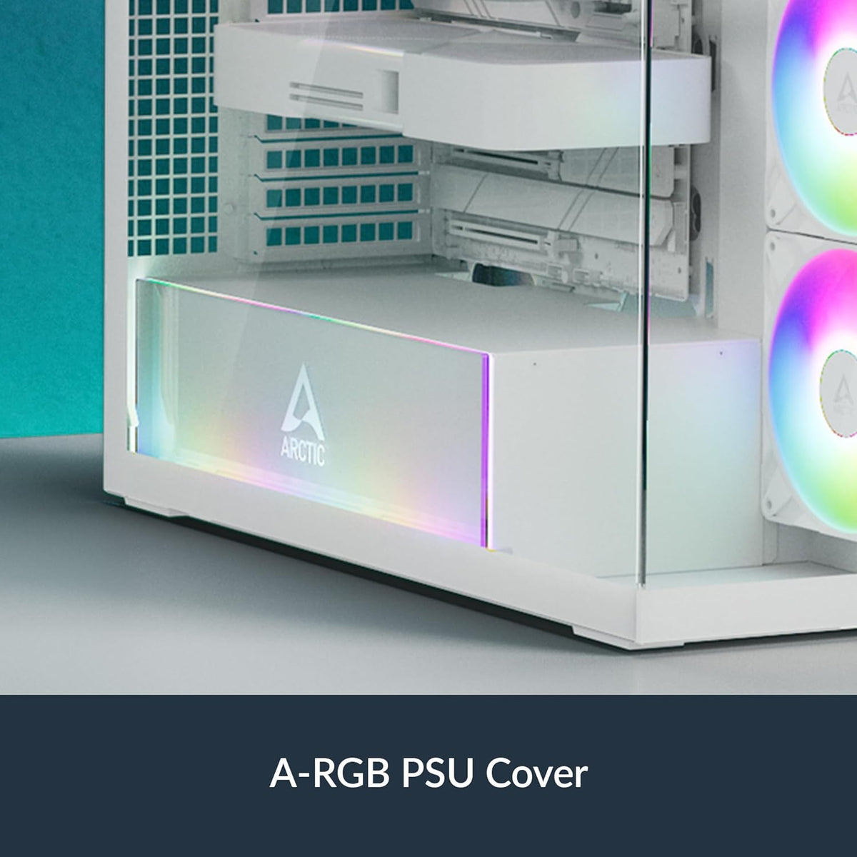 ARCTIC Xtender (White) - Boîtier PC, Verre Panoramique Trempé, Support pour Radiateur 2 x 420 mm, Tour Midi, E-ATX, 5X Ventilateurs A-RGB Pré-installés - Blanc