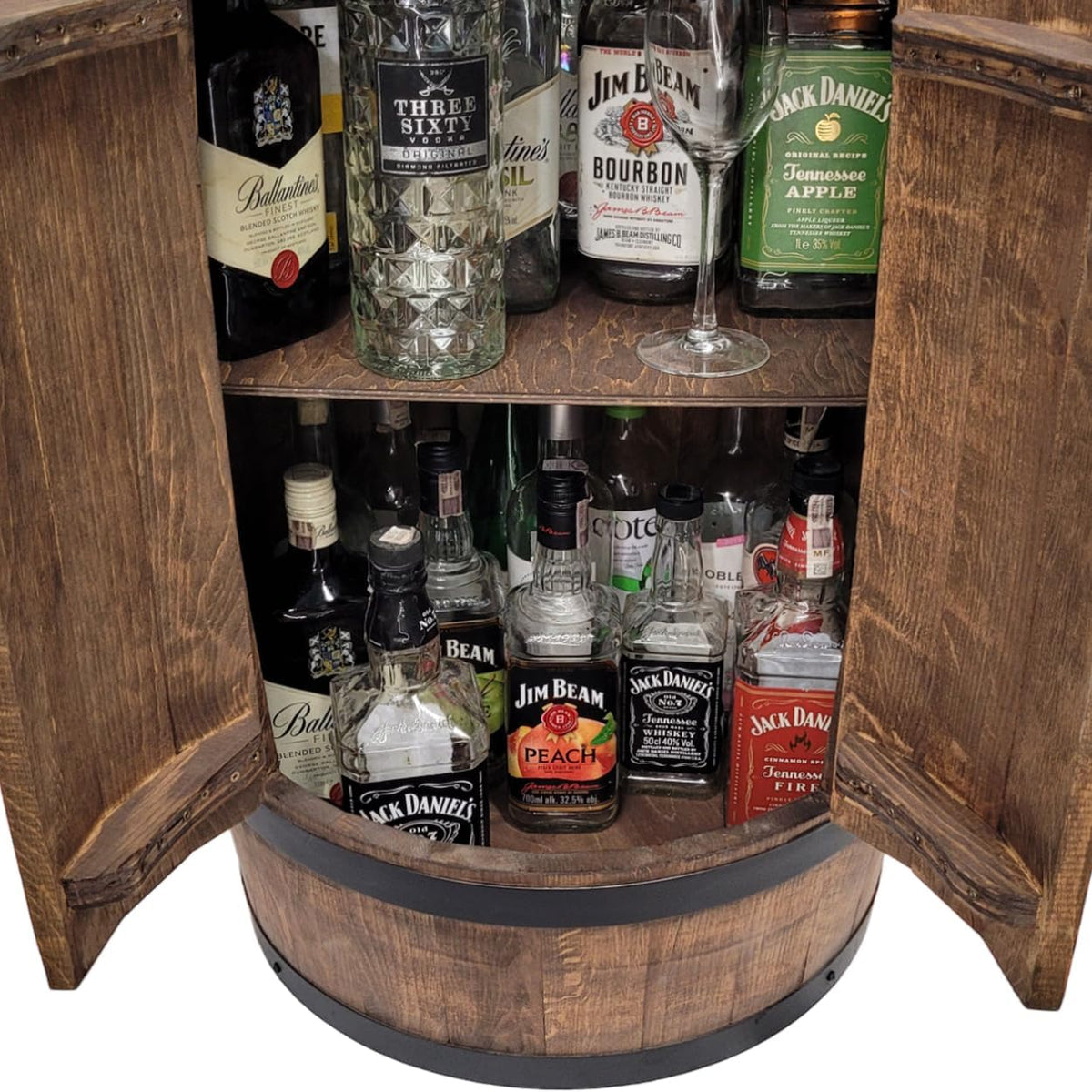 weeco Tonneau en Bois avec LED RGB et Deux Étagères – Mini Bar avec Portes – Couleur Wenge, Brun Foncé – Dimensions 80x50cm