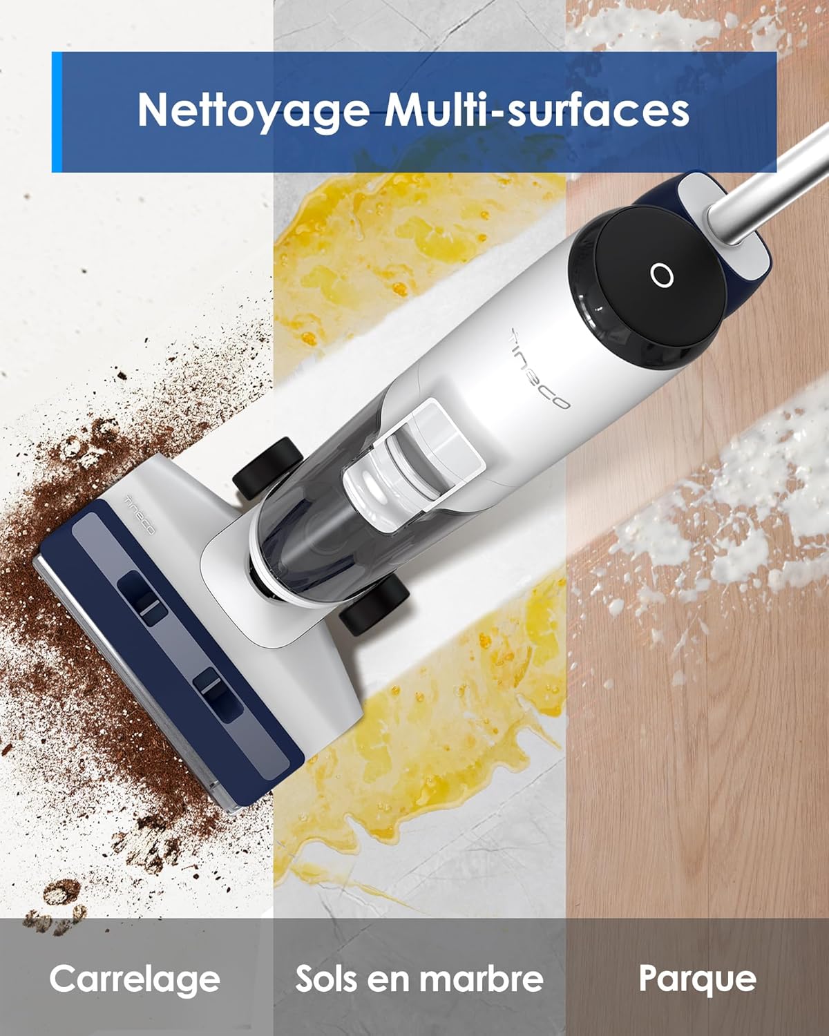 Tineco iFLOOR 5 Breeze Complete Aspirateur Laveur, Aspirateur Sec Humide sans Fil pour Sols durs, Nettoyage des Bords, Auto-Nettoyage Automatique, 35 Min d'autonomie, Conception légère