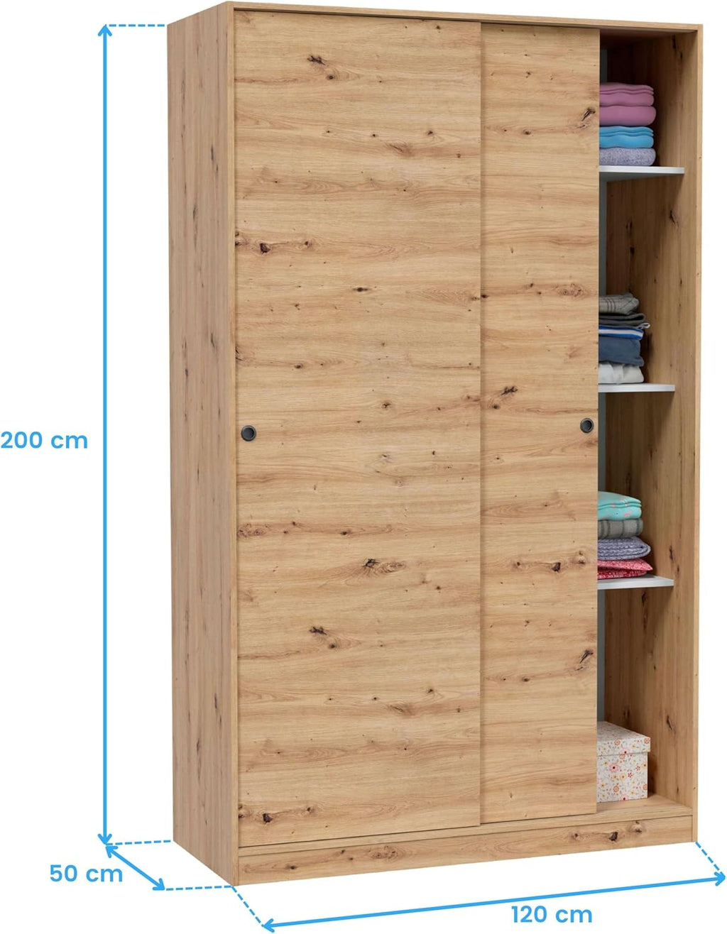 Habitdesign Modèle Enzo Armoire 2 portes coulissantes 200 x 120 x 50 cm