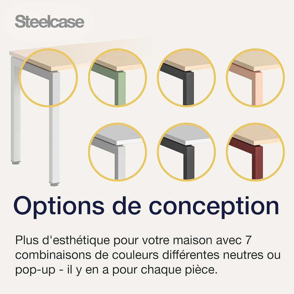 Steelcase Ottima Portico bureau avec plateau Chêne clair et base Blanc gris