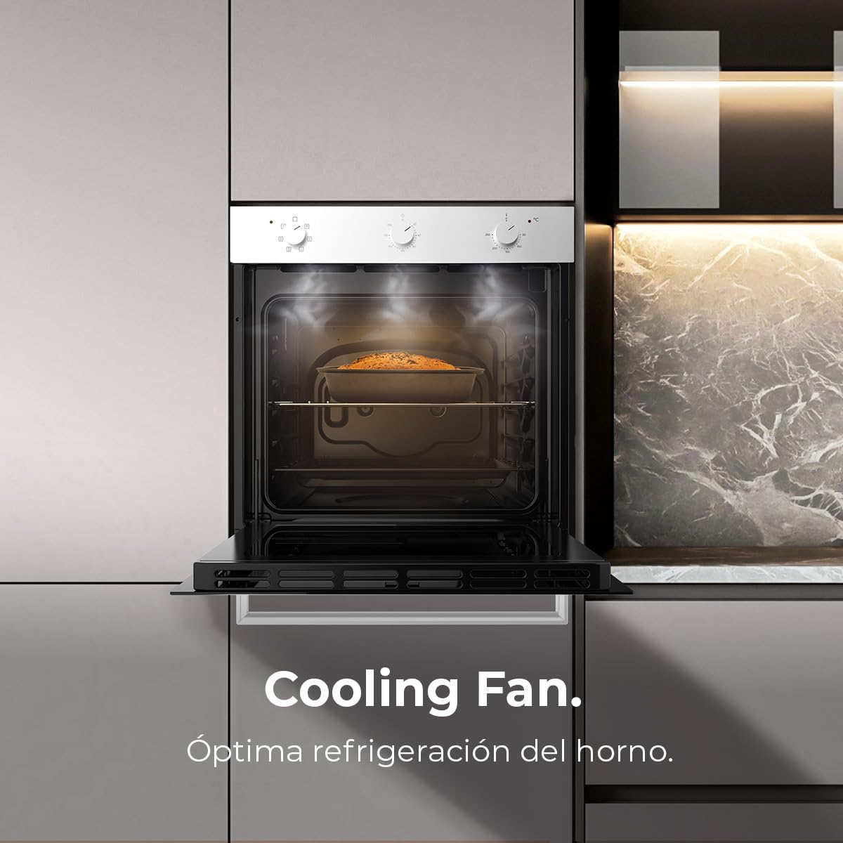Cecotec Four Encastrable Multifonctions Bolero Hexa M236000 Glass White Time A. 70L, 6 Fonctions,Minuterie,classe A, 2800W, Steam Base XXL, Steam Assist, Cooling Fan, Defrost, Convection,Triple Glass
