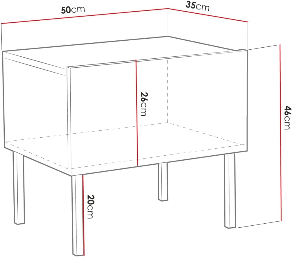 Table de chevet Elarate 50 avec tiroir, armoire de nuit, console de nuit, table d'appoint, commode de chambre pour adulte, chambre à coucher (blancblanc brillant)