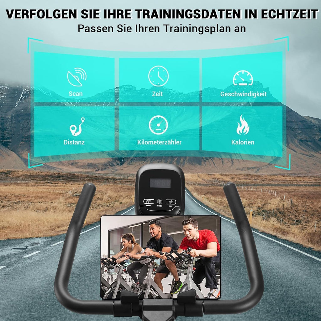 WENOKER Vélo d'appartement, résistance magnétique, vélo d'intérieur avec silencieux, volant d'inertie lourd et écran LCD amélioré
