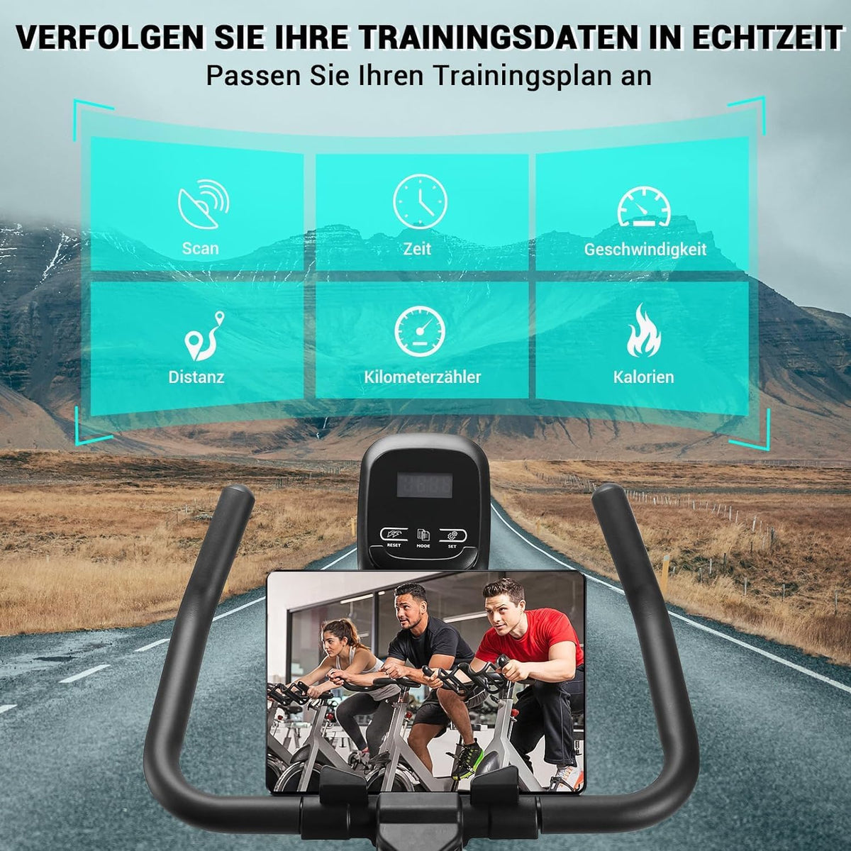 WENOKER Vélo d'appartement, résistance magnétique, vélo d'intérieur avec silencieux, volant d'inertie lourd et écran LCD amélioré
