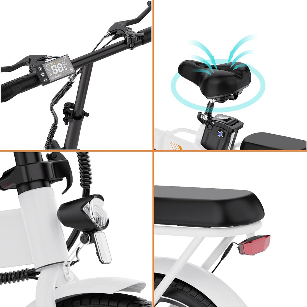 EVERCROSS Vélo Electrique pour Adultes, 16''/20" Vélo Electrique à Gros Pneus, 250W E Bike,Jusqu'à 25KM/H, 36V/48V Batterie Amovible, Vélo Tout-Terrain Electrique pour la Neige de Montagne